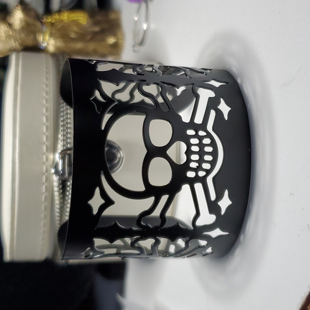 Bad-A$$ Large Goth Black Skull Bangle Bracelet